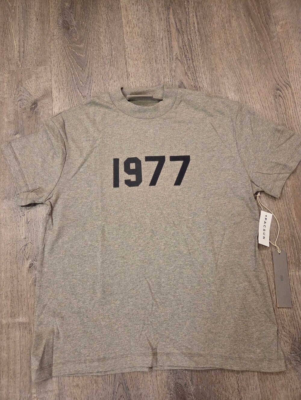 Essentials Short Sleeve Tee in Dark Oatmeal with Black '1977' Graphic
